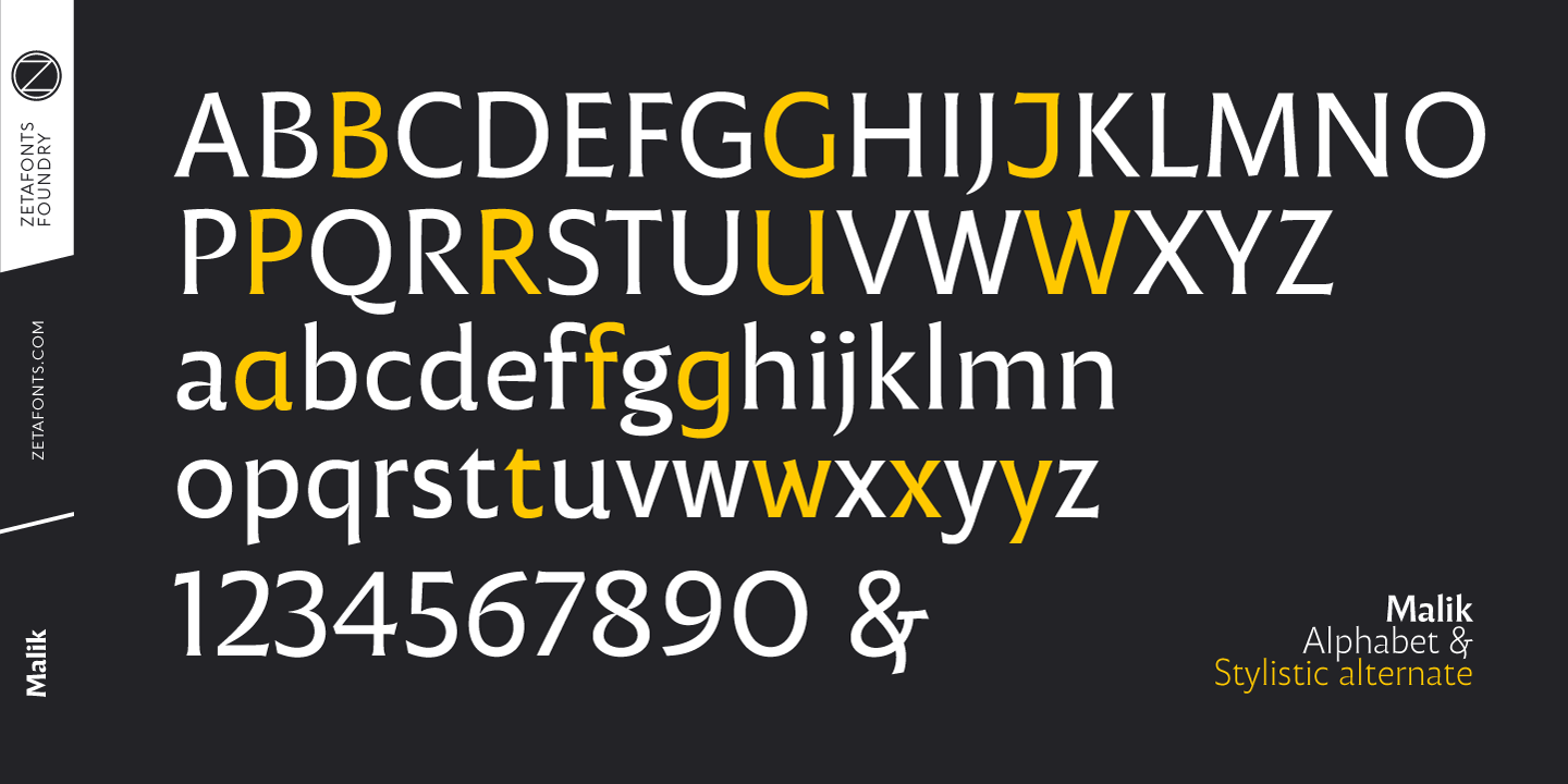 Ejemplo de fuente Malik Extra bold Italic